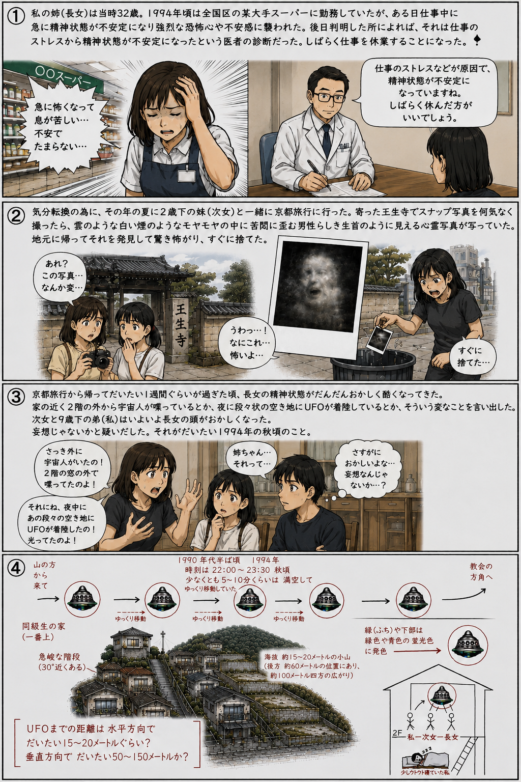1994年秋頃にUFOを姉弟3人で目撃した話。